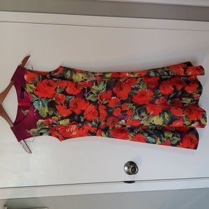 Karen Millen Floral Print Fit And Flare Sleeveless Cocktail Party Dress